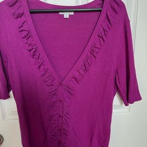 New York & Company Pink Ruffled Blouse